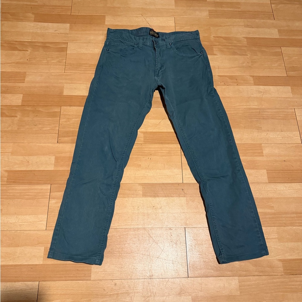 🎯Zara Denim Collection Teal Vintage Skinny Jeans biker retro moto rock cotton 32